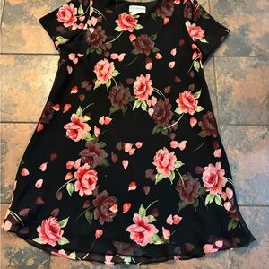 🧵Floral Black and Pink Dress